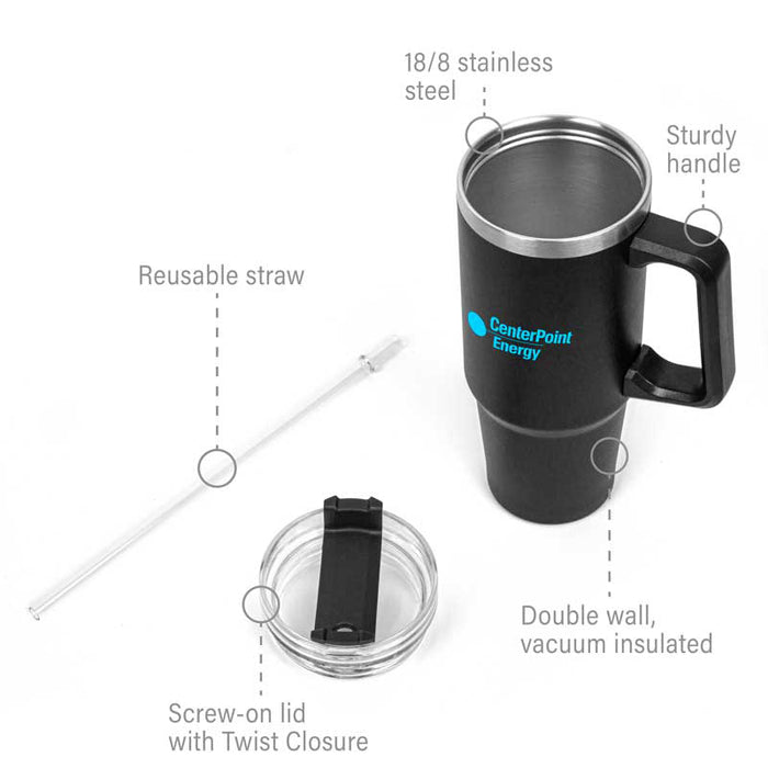 Olympic 1200ml Tumbler with Handle & Straw Lid