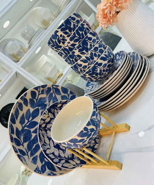 18pc Blue Leaf Dinner Set