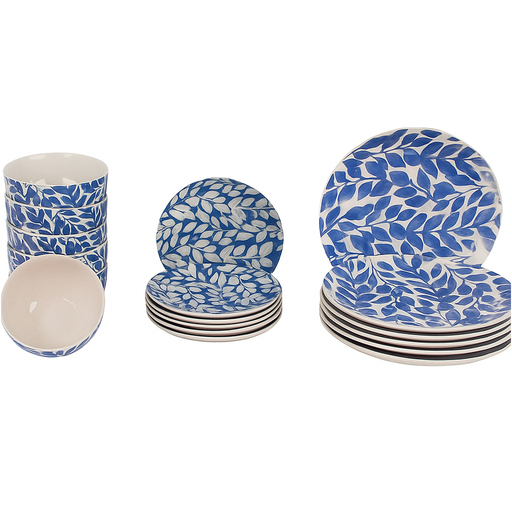 18pc Blue Leaf Dinner Set