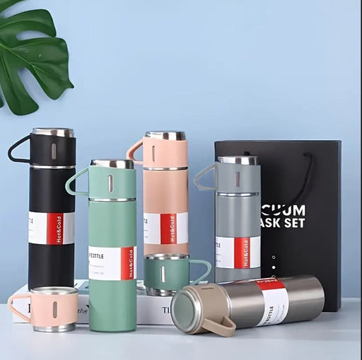 3 Piece Vacuum Insulated Thermal Flask & Cup Sets