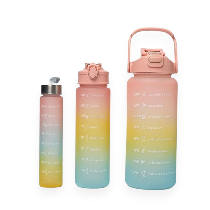 Set of 3 gradient water bottles