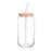 Set of 4 500ml Glass Tumbler with Wooden Lid and Glass Straw