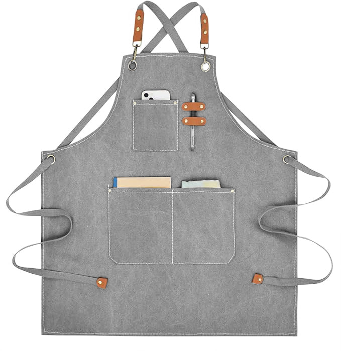 Cross Back Apron with 3 Pockets