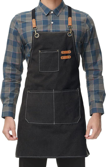 Cross Back Apron with 3 Pockets