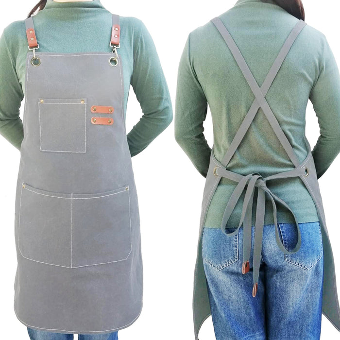 Cross Back Apron with 3 Pockets