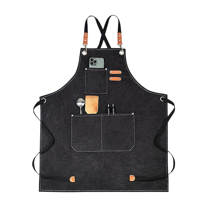Cross Back Apron with 3 Pockets