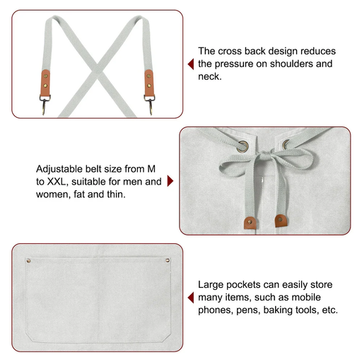 Cross Back Apron with 3 Pockets