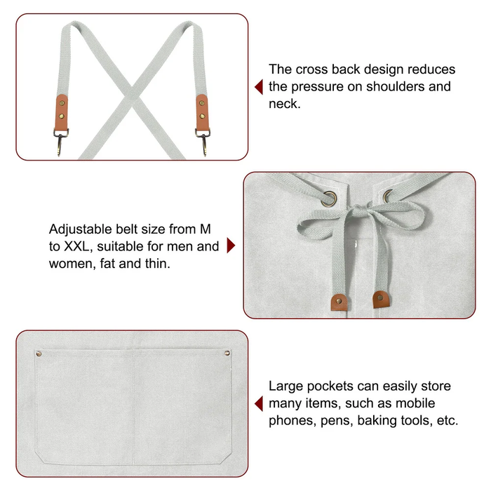 Cross Back Apron with 3 Pockets