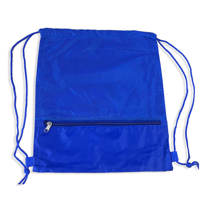 Fun Day Mesh Zip Pocket Drawstring Bag