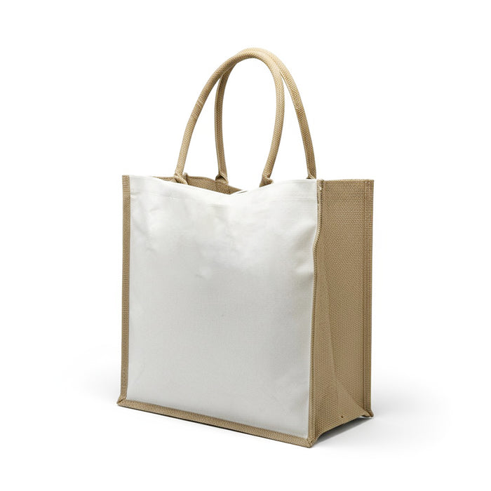 Large Jute Cotton Shopper Tote