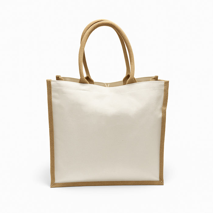 Large Jute Cotton Shopper Tote