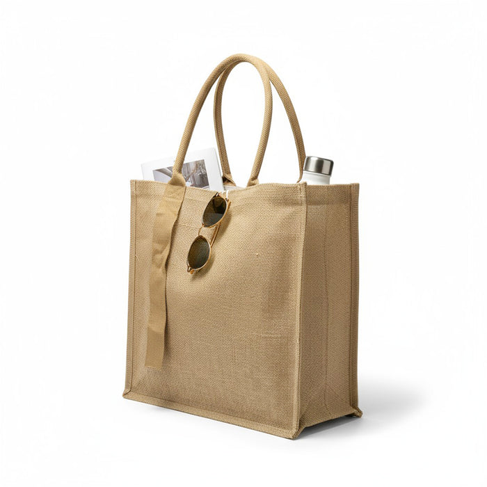 Large Jute Cotton Shopper Tote