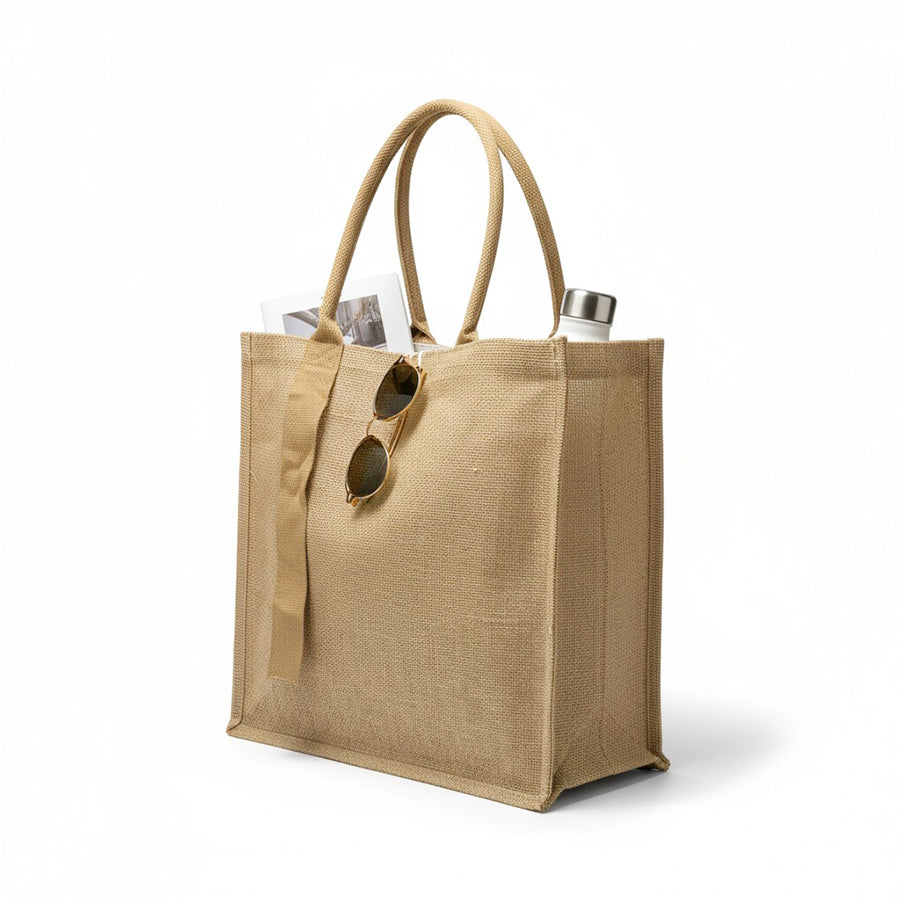 Large Jute Cotton Shopper Tote