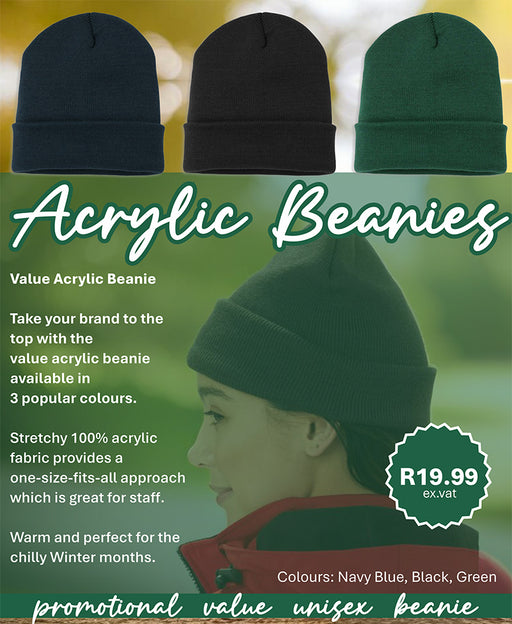 Promotional Acrylic Beanie in 3 colours