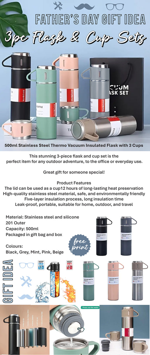 3 Piece Flask & Cup Sets