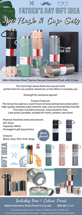 3 Piece Flask & Cup Sets