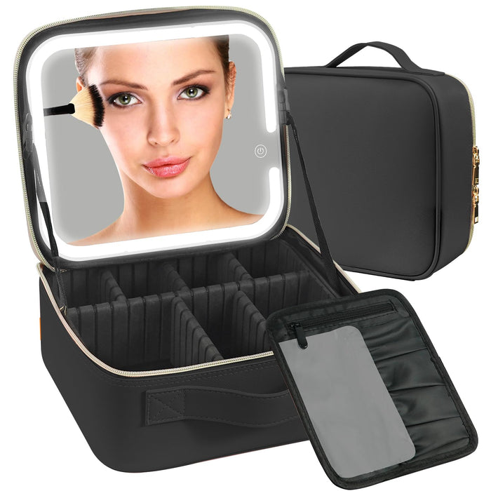 Makeup Bag with Light Up Mirror Cosmetic Case