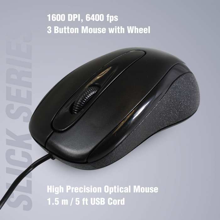 Volkano Wired USB Mouse with Mousepad Combo Slick Series