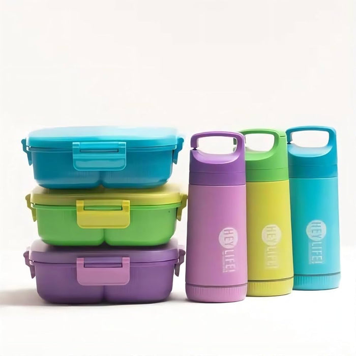 Plastic lunch box with 350ml Water Bottle Set