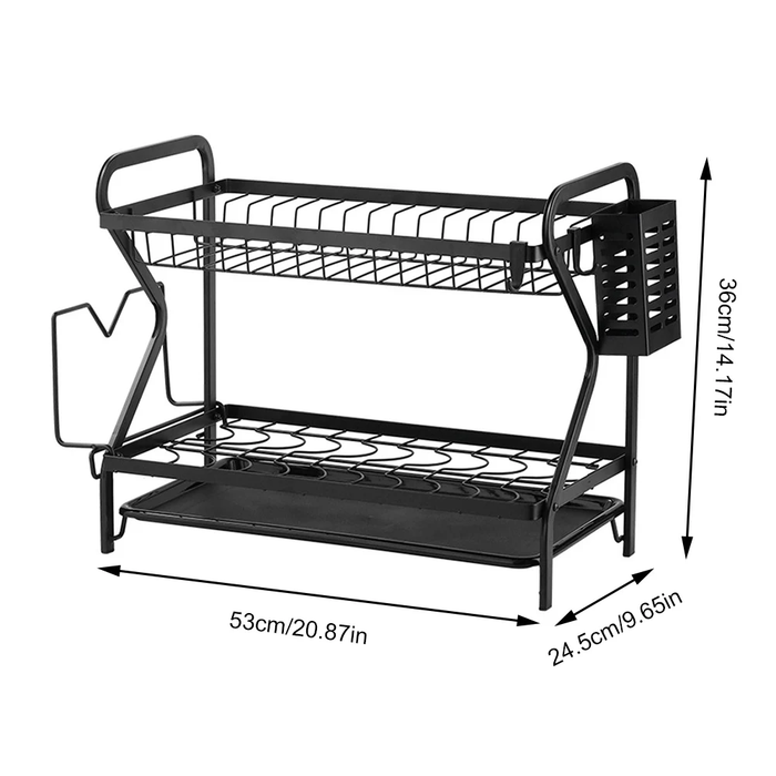 2 Tier Black Dish Rack