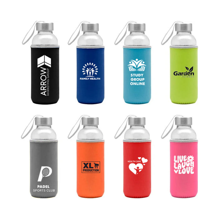 Hydrate Glass Water Bottle With Sleeve with Box