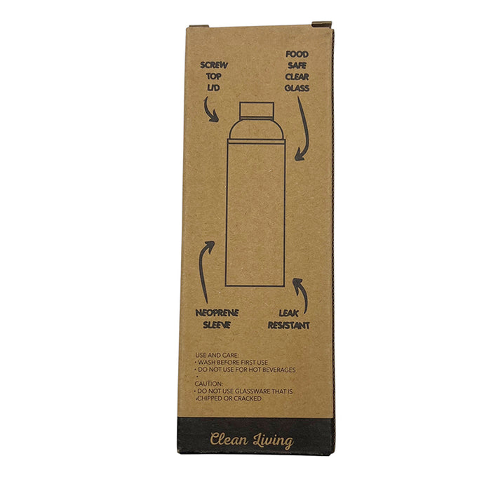 Hydrate Glass Water Bottle With Sleeve with Box